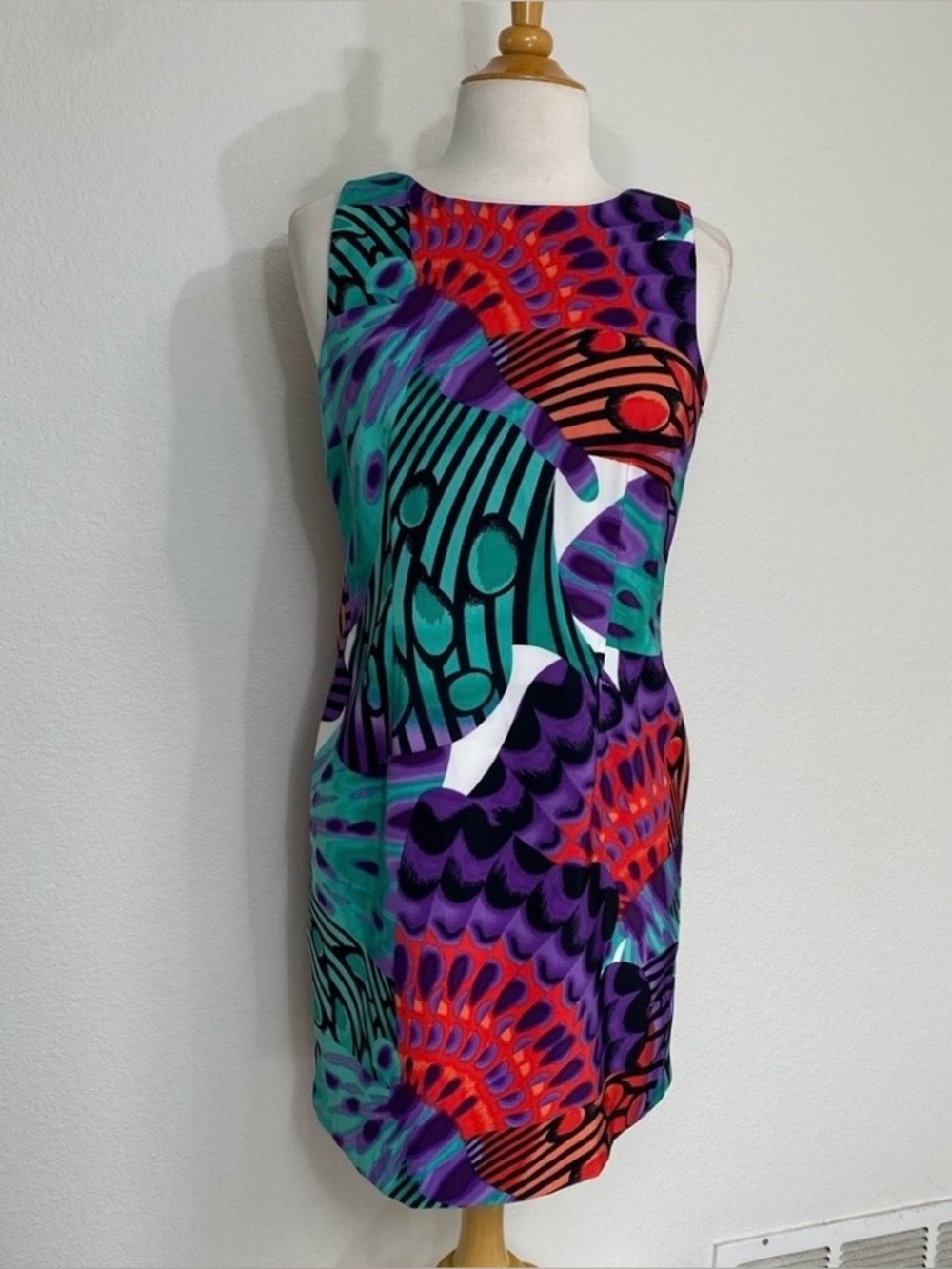 AGB Women's Floral Jewel Watercolor Sleeveless Sheath Dress 10P Classic Party